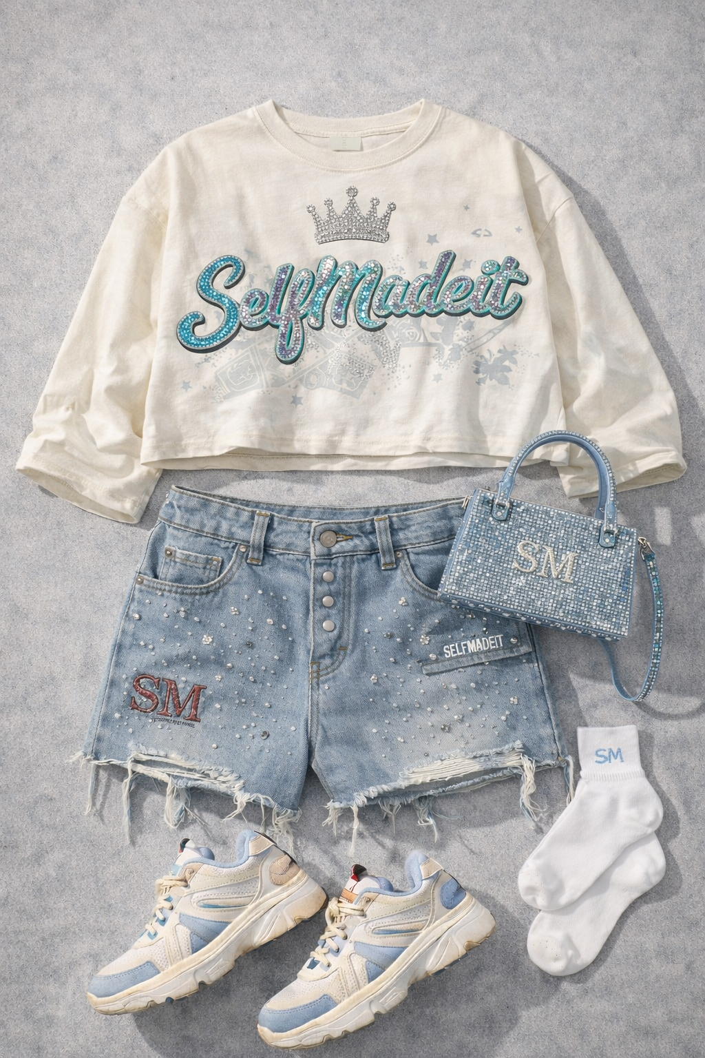 SelfMadeIT “Crowned Crop” Sweatshirt Set